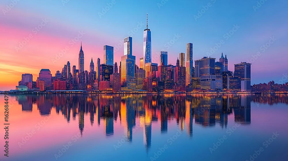 Fototapeta premium Colorful Manhattan skyline view