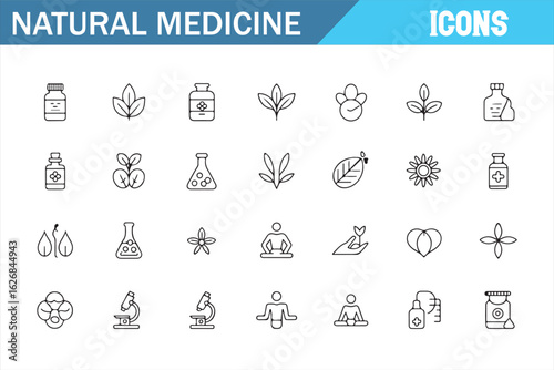 Botanical and Herbal Remedies Icons for Natural Medicine Illustrations