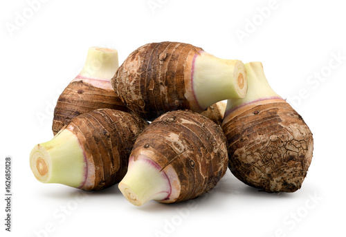 Fresh taro isolated on white background.
