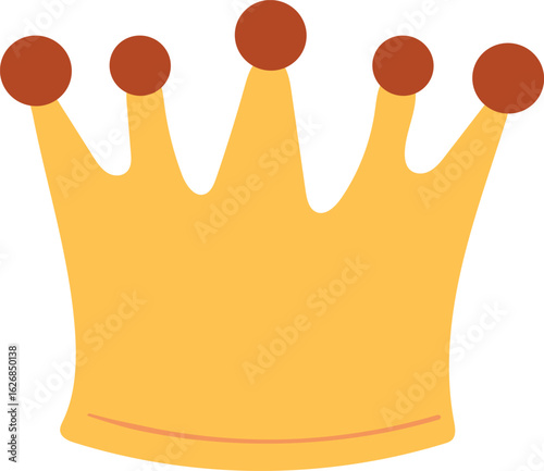 Golden royal crown. Flat vector illustration. Royal accessory suited for birthday parties, fairy tales, or regal themes