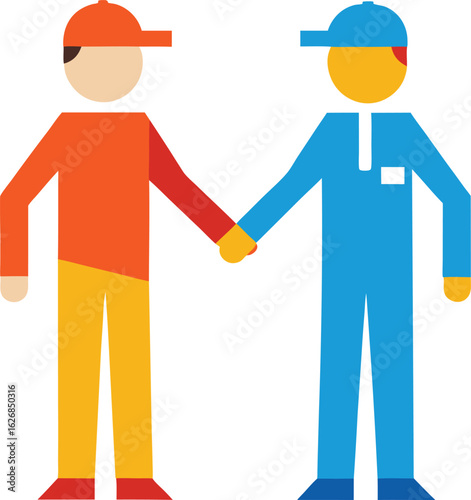 Two architects or building engineers shaking hands Vector