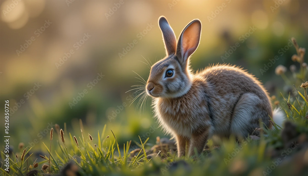Fototapeta premium Wild Rabbit in Grassy Field