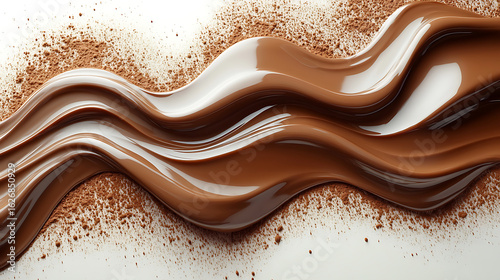 Melted Chocolate Waves with Cocoa Powder