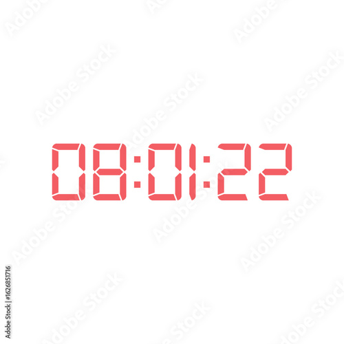 LED digital clock number for counter or calculator mockup design