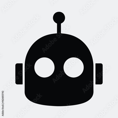 Silhouette cartoon robot head simple symbol vector illustration
