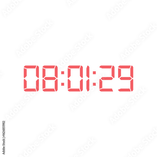 LED digital clock number for counter or calculator mockup design