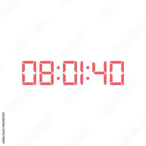 LED digital clock number for counter or calculator mockup design