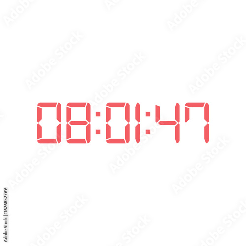 LED digital clock number for counter or calculator mockup design
