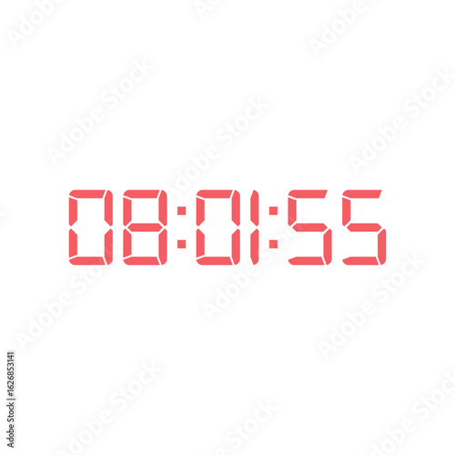 LED digital clock number for counter or calculator mockup design