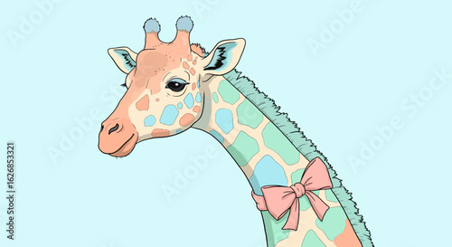 Cartoon Giraffe with Bow Tie Illustration.