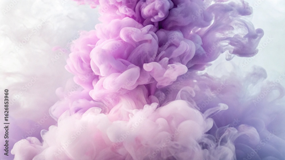 Fototapeta premium Dynamic plumes of rich violet and light purple ink billowing in water, showcasing a stunning interplay of color and movement for artistic and design projects