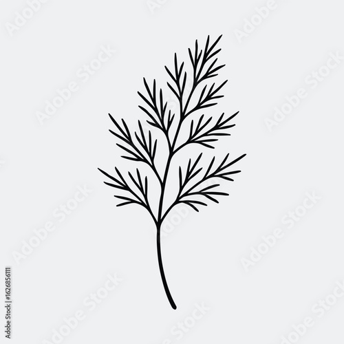 Silhouette dill sprig simple culinary herb cooking ingredient vector illustration
