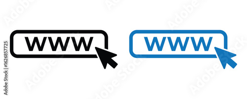 WWW Internet Buttons with Cursors Icon Set Vector Isolated on White Background

