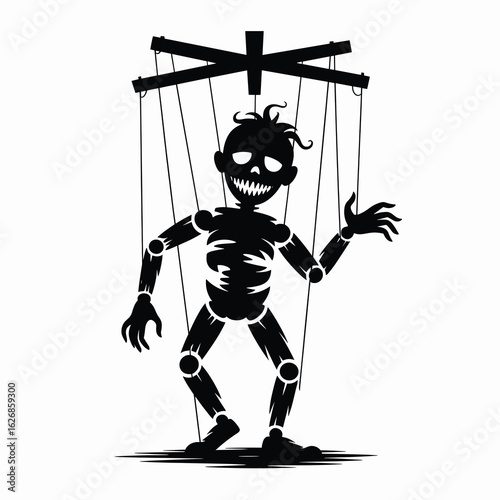Menacing Black Silhouette Puppet With One Hand Raised