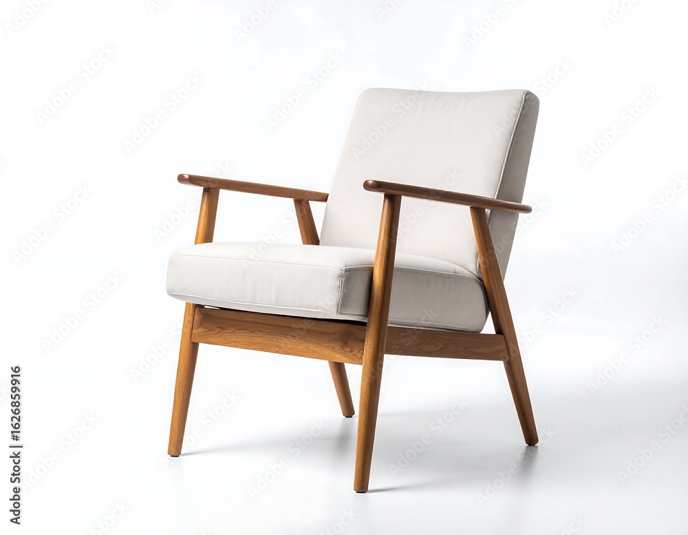 Fototapeta premium Modern light beige armchair on white background