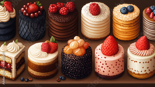 Delicious Assortment of Mini Cakes and Pastries