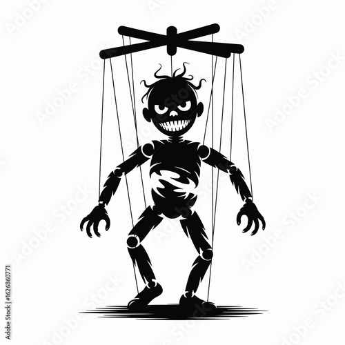 Sinister Black Silhouette Puppet On Strings marionette
