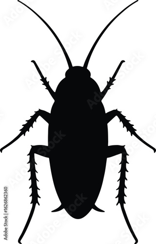 Silhouette cockroach insect pest control black design vector Illustrator