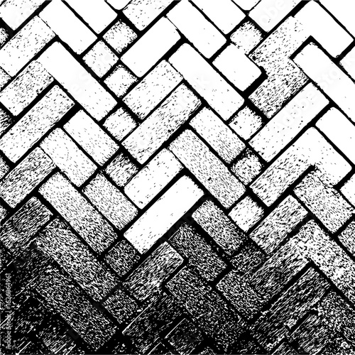 Herringbone pattern texture background brickwork design paving stone surface material detail black and white vector