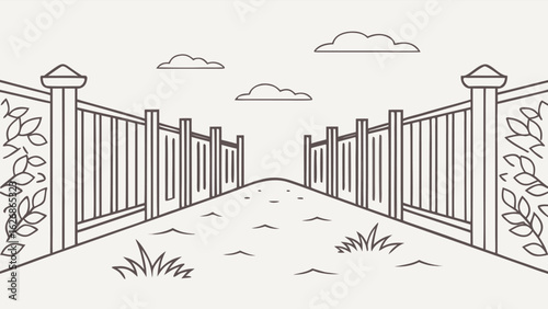 Path Between Two Fences Covered in Dried Vines.