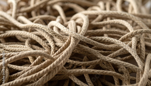 Tangled, interwoven lines that seem to constrict, in muted, unsettling colors