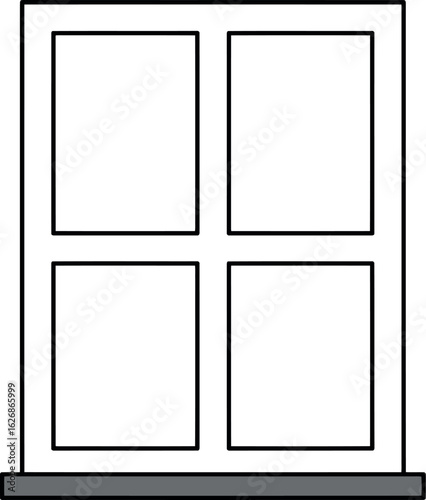 Modern white window frame with four panes