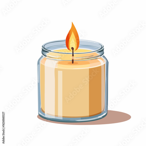 Candle in a glass jar, wick burnt
