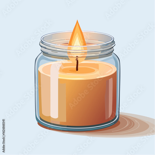 Candle in a glass jar, wick burnt

