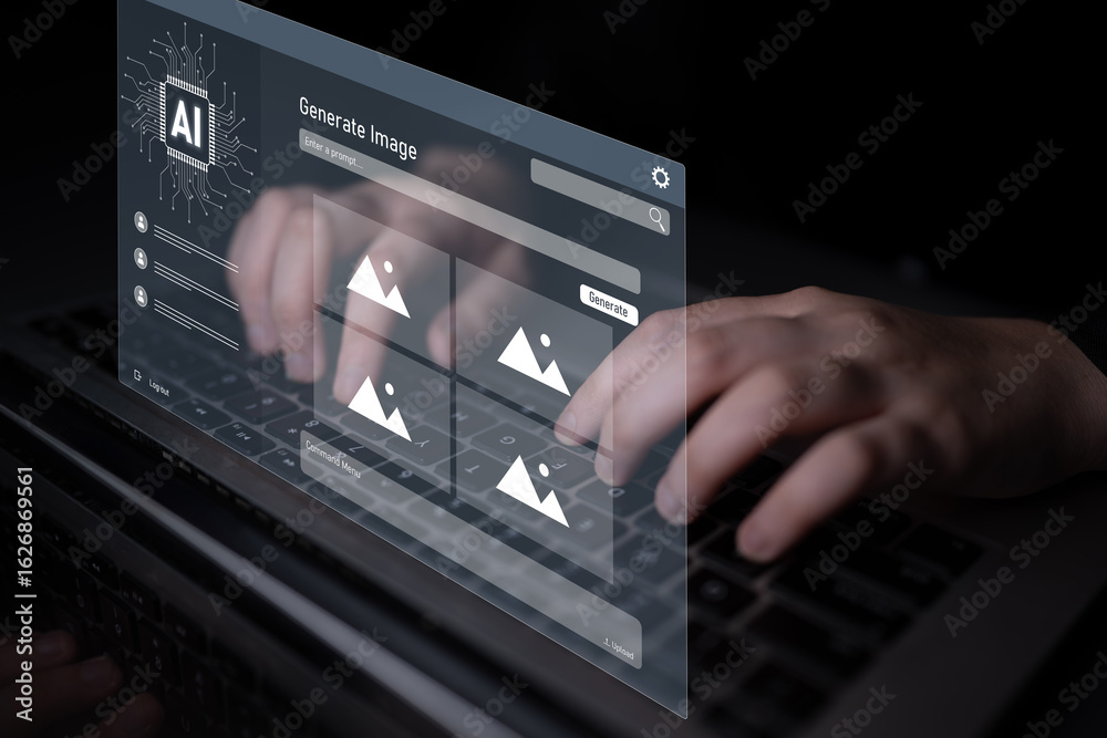 Obraz premium AI image generator interface enables image, AI, and generator process by converting user prompt into visual content using intelligent algorithms Latch
