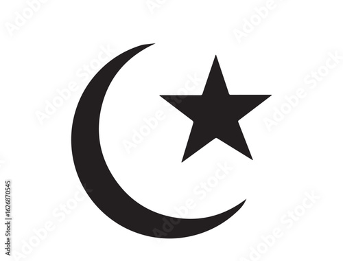  Islam religious symbol in silhouette on white background
