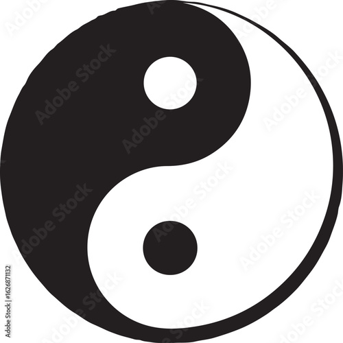 Taoism religious symbol in silhouette on white background