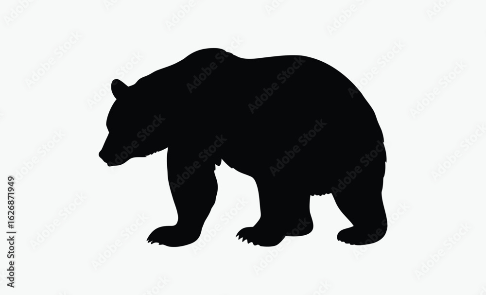 Fototapeta premium Bear family silhouette, wild animal shapes, black forest clipart, Bear family black silhouette animals, Vector Illustrator. 