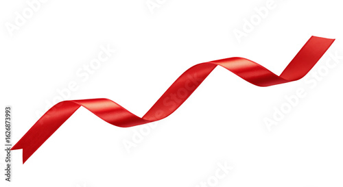 Wavy red ribbon floating against a clean black background in artistic composition
