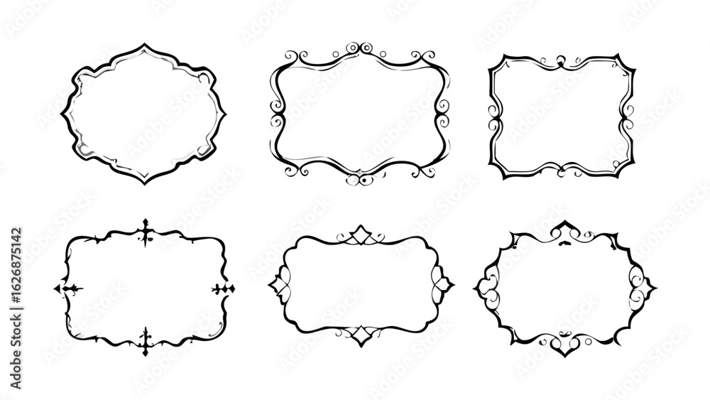 Fototapeta premium Collection of decorative frames ornate borders vintage frame design elements set