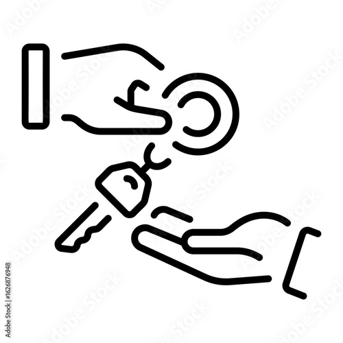 An outline style icon depicting handing over