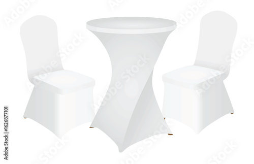 Round table and chairs covered. vector illustration