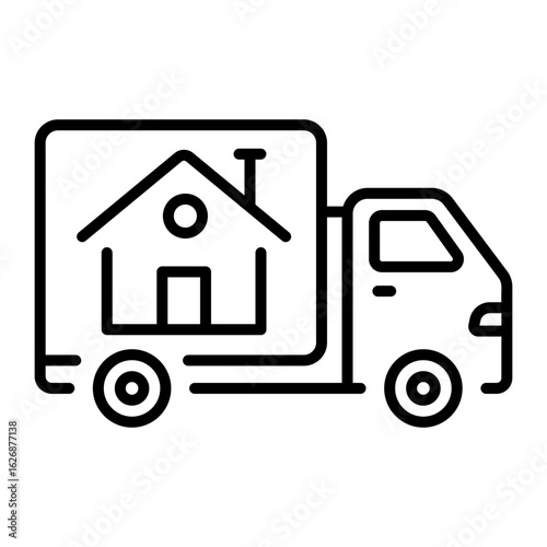 A linear style icon representing moving house