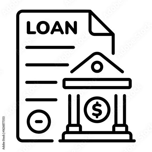 A line style icon showing bank loan