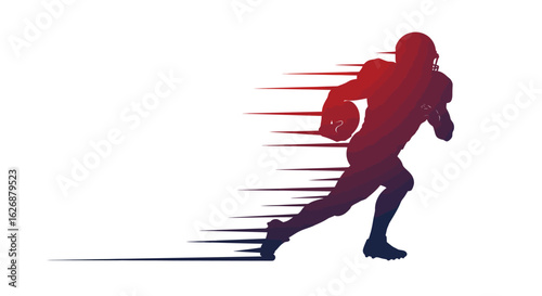 Dynamic American Football Player Silhouette with Speed Lines.