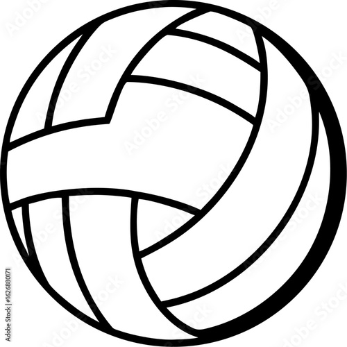Silhouette Illustration of Volleyball with Curved Seam Lines