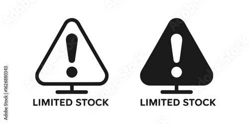 Limited stock warning icon. E-commerce sale and scarcity notification symbol set.