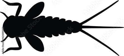 Silhouette Mayfly insect profile view vector illustrator