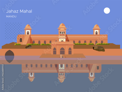 Jahaz Mahal - Ship Palace - Mandu - Madhya Pradesh - Stock Illustration