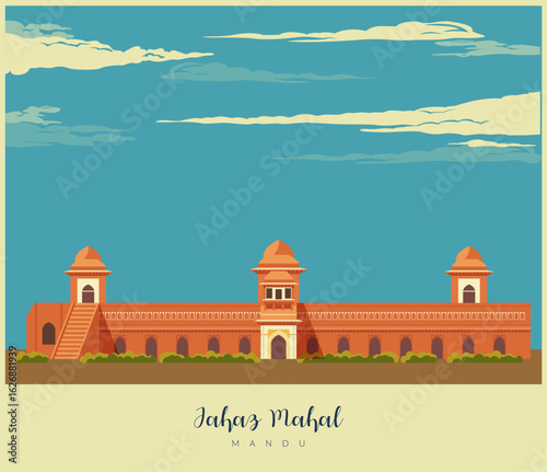 Jahaz Mahal - Ship Palace - Mandu - Madhya Pradesh - Stock Illustration