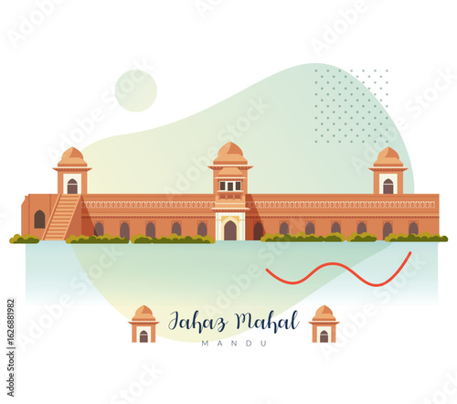 Jahaz Mahal - Ship Palace - Mandu - Madhya Pradesh - Stock Illustration
