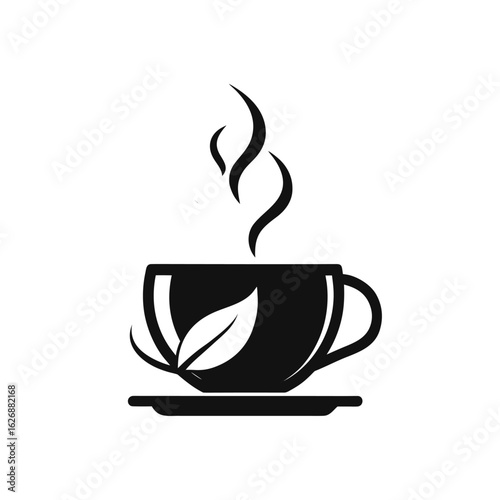 Herbal tea cup silhouette icon set