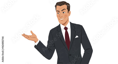 Vector of a businessman smirking during negotiation – plain white background