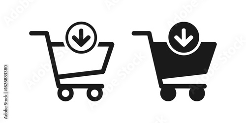 Add to cart icon. E-commerce button for online shopping and purchase.