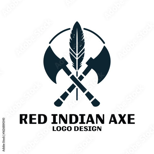 Red Indian Axe Vector Logo Design