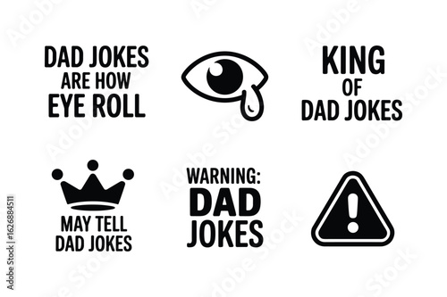 Dad jokes king warning may tell jokes eye roll crown vector